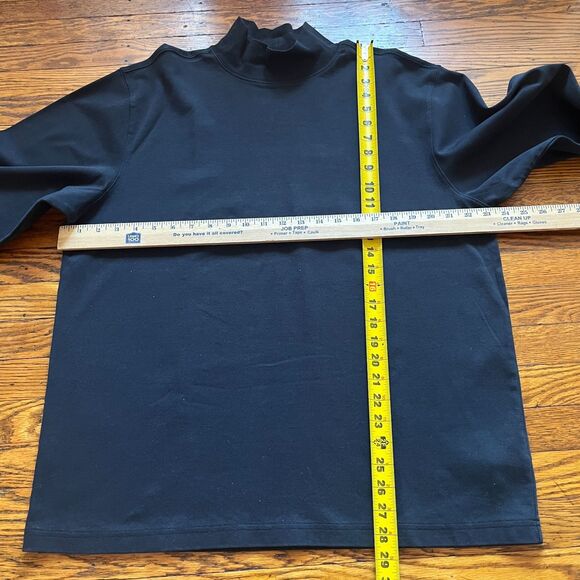 L.L.Bean Men's XL Reg Carefree Unshrinkable Black Mock Neck Long Sleeve T-Shirt - Picture 6 of 8